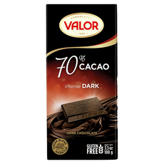 VALOR 70%純黑巧克力片, 100g, 1片