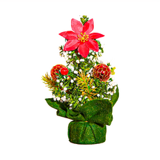 迷你聖誕樹 Set 4個 PVC+塑膠+布, 綠布紅樹