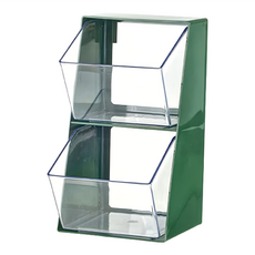 E.dot 桌面文具雜物置物盒 膠囊咖啡茶包桌上收納架 白色/綠色 25x13.8x12.5cm, 2層