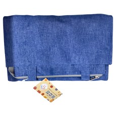 SO In SEWInG 所以相縫 好好讀書書袋 台灣設計製造 YKK拉鍊 前方大口袋設計 內附D型扣環, 30 x 12 x 35cm, 丹寧藍