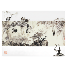 SiPALS 喜朋 矽膠餐墊 矽膠隔熱墊, 十猿圖 白色, 38 x 28 x 0.1cm, 1個