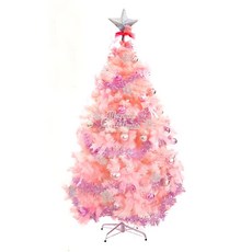 摩達客 豪華版夢幻聖誕樹 浪漫櫻花粉銀系配件+100燈LED燈USB充電式 120cm, 粉紅色