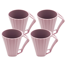 帶手柄漱口杯 刷牙杯 簡約北歐風 雙色牙刷杯 手柄附有牙刷插槽, 4入, 藕粉色, 1組