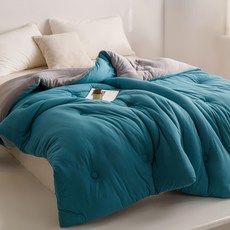 BELLE VIE 雲感簡約雙面針織棉 可水洗冬被, 雙人(180 x 210cm), 松石綠, 1件