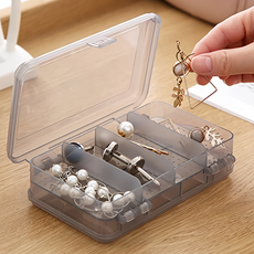 E.dot 雙面飾品分格、半透明萬用雙層收納盒, 黑色, 1個