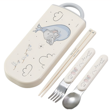 TACC2AG 抗菌兒童餐具組 湯匙叉子筷子三件組, 7.6 x 19.8 x 1.7cm, 小飛象, 1組
