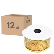 1.5" x 3碼緞帶, 燙金鑲邊, 12組, 3 碼