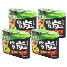 ST 雞仔牌 脫臭炭 野菜室用, 搭配備長炭與活性炭 強力除臭 凝膠狀, 140g, 4盒