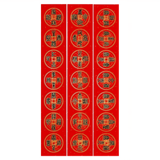 財神小舖 加強升級款 財元通寶門聯 尺寸約101cm*17cm 進口特殊紙多層加工印製, 紅色