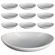 大同磁器 橢圓深腰碗 P5504 簡約純白深盤, 10吋, 10個