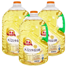 泰山 不飽和大豆沙拉油, 精選黃豆煉製, 含維生素E及不飽和脂肪酸, 適合各式烹調, 素食者適用, 3瓶, 2.6L