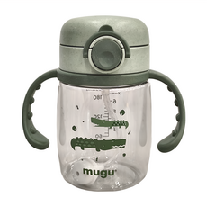mugu 沐咕寶貝 小麥纖維 Tritan 重力球學習杯 220ml/350ml, 綠色小鱷魚, 1個