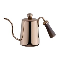 OSAMA 王樣 304不鏽鋼手沖細口壺, 本體、珠頭/304#不銹鋼, 手把/耐熱原木, 600ml, 1個