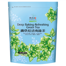 AWAStea 阿華師 三角立體茶包 纖烘焙清爽綠茶, 無添加香料, 新鮮綠茶75分鐘內蒸氣殺菁, 添加來自日本綠茶粉, 4g, 20入, 1袋