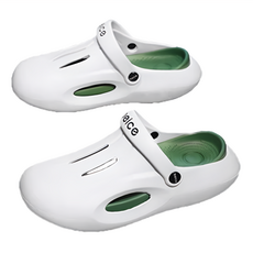 潮款踩屎感軟底包頭兩用洞洞鞋，白色，尺寸39-40，EVA材質