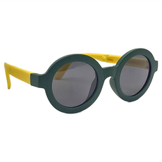 ALEGANT 輕巧時尚兒童專用矽膠彈性太陽眼鏡/UV400圓框偏光墨鏡, 甜椒黃, 131 x 127 x 47mm