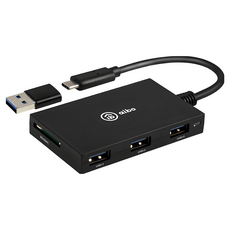 aibo多合一晶片讀卡機 附轉接頭 Type-C ATM 記憶卡 USB3.0 HUB 支援網路報稅、自然人憑證, ICCARD-ABX3, 黑色, 1台