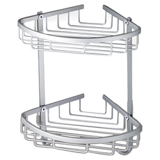 免打孔太空鋁雙層牆角置物架, 尺寸約30*35cm, 1個