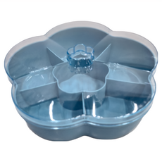 ins輕奢花形餅乾糖果分格盒, 帶蓋密封防潮防塵, 加厚深海藍, 1個