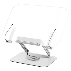 Multifunctional book stand 亞克力旋轉讀書架 R15 可調高度360度旋轉, 透明 + 銀色, 34.1 x 23.5 x 6.8cm