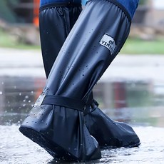 YSMEISI 高筒防水雨鞋套 耐磨耐汙, 黑色, 1雙