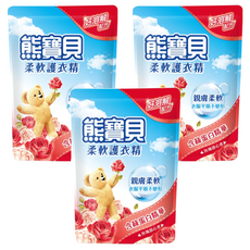 Snuggle 熊寶貝 衣物柔軟精 補充包 玫瑰甜心香 有效去除異味 透氣柔軟舒適 柔順防皺, 1.84L, 3包