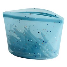 stasher 碗形矽膠密封袋 L-浪花藍噴點, 1個