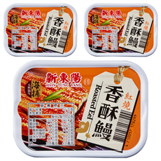 新東陽 海捕紅燒香酥鰻, 嚴選新鮮海鰻, 肉質綿密Q彈, 口感絕佳, 100g, 3罐