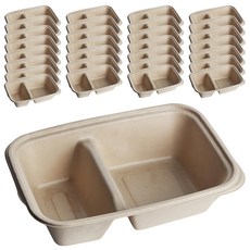 方雙格植纖盒 230口徑蓋 30號 1L - 外帶餐盒、環保餐具, 50個, 6組