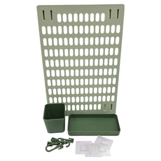 免打孔家用洞洞板置物架 Set 8件, PS材質, 42x30cm洞洞板, 20x10x3cm置物盤, 10x8x8cm收納盒, 5個掛勾, 綠色, 1組