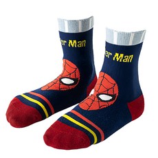 愛北鼻兒童中筒點膠止滑襪 安全防滑 舒適透氣 寶貝襪子 1入, 蜘蛛先生, L(17~19cm)