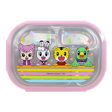 巧虎 不鏽鋼四格盤, 粉色, 26 x 19cm, 1個