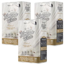Tamsaa White系列 三層捲筒衛生紙, 30捲, 30m, 3袋