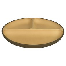 日本製 木紋抗菌圓形分隔餐盤 3格, 棕色, 1個