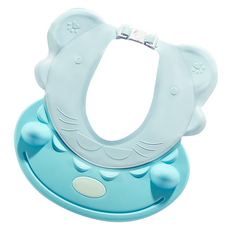 溱悅兒 第三代河馬造型嬰兒防水護耳洗髮帽, 可調節尺寸, 淺藍色, 1個