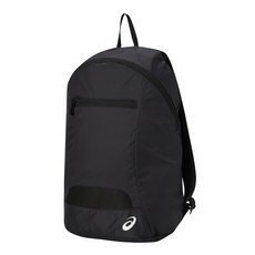 ASICS 亞瑟士 可收納後背包 附收納袋 輕巧方便 運動休閒適用, 黑色, 1個