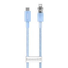 Baseus 倍思 Explorer 20W Type-C對8pin溫感變色快充傳輸線, 藍色, 1條, 1m