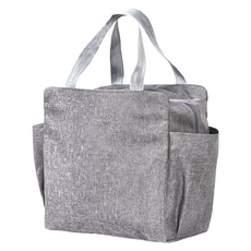 手提保溫包, 加厚高密度牛津布, 防潮防水, 攜帶方便, 兩側口袋設計, 灰色, 27 x 26 x 13cm, 2個