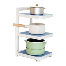 下水槽櫥櫃 可掛式鍋具收納架 3層 可調式烤漆置物架 加強承重, 25 x 23 x 45cm, 白色, 1個