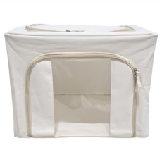 懶角落 布藝鐵架收納箱 PP板 40x35x29cm, 米色, 1個