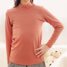 GIAT 吉亞特 兒童捍溫吸濕發熱衣 立領款 - 台灣莫代爾纖維, 遠紅外線負離子纖維, 130, 橘條