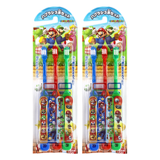 BANDAI 兒童用軟毛牙刷 附貼紙 日本製造, 瑪利兄弟 藍色 + 紅色 + 綠色, 3件, 2組