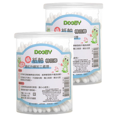 DOOBY 大眼蛙 抗菌紙軸棉棒 (粗軸), 2罐, 100支