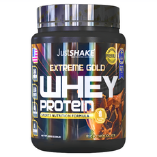 JustSHAKE EXTREMEGOLD 乳清蛋白巧克力口味 每份含超過24克蛋白質 低脂低碳水低卡路里 含5.5克BCAA支鏈胺基酸 含4克麩醯胺酸, 0.58lb, 1罐