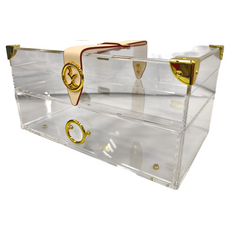 bencross 本心本來 長方型桌面兩層盒 透明米色 31*19*15.5cm, 1個