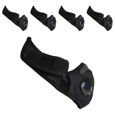 理享家 3D立體活性碳防空汙運動口罩 兒童用, 1包, 5個裝, 純黑色