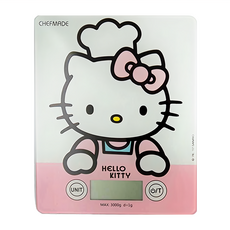 CHEFMADE 學廚 HELLO KITTY 鋼化玻璃廚房電子秤，最大3000g，d=1g, KT7003, 1個