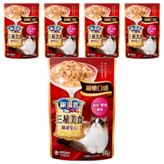 unicharm pet 銀湯匙 三星美食 細嫩口感貓餐包, 鮪魚 + 鰹魚 + 鯛魚, 35g, 5包