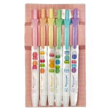 德德小品集 按鍵式螢光筆 Set, 馬卡龍色系, 6色, 6支