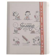 norns Peanuts 史努比6 + 1多功能資料夾 附束帶, 咖啡店 淺灰米色 + 紅棕色, 1個